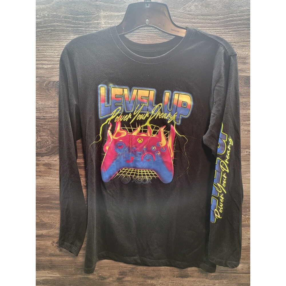 Xbox Shirt Boys Xl 14-16) Black Level Up Power Your Dreams Long Sleeve Graphic